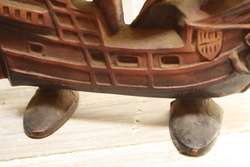 Vintage Cast Iron Clipper Ship Sailboat Ship Door Stop  