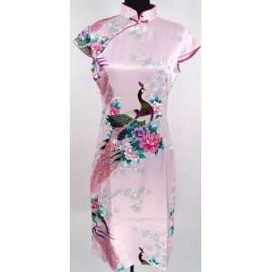  Shanghai Tone® Cheongsam Floral Peacock Mini Dress Pink 