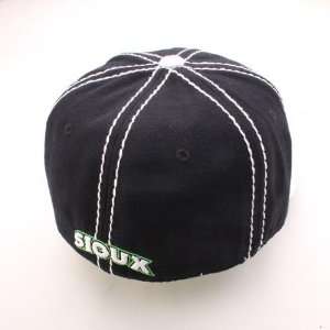 North Dakota Sioux Double Stuff Fitted Hat (Black) Sports 