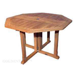  Teak Octagon Collapsible Table 48 Dia Patio, Lawn 