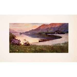 1908 Print Ullswater Silver Strand Afterglow England Mountains Lake 