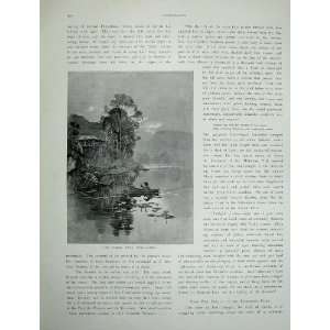  1886 Australia Barron Waterfalls Cairns River Man Boat 