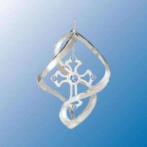   Cross Mini Classic Spiral   Blue   Swarovski Crystal