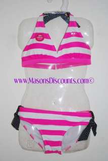 NEW Justice Girls Neon Striped 2pc Bikini Swim Suit Bathing FREE SHIP 