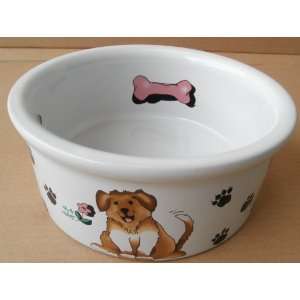  Porcelain Dog Food Water Bowl   7 1/4 inches in diameter x 