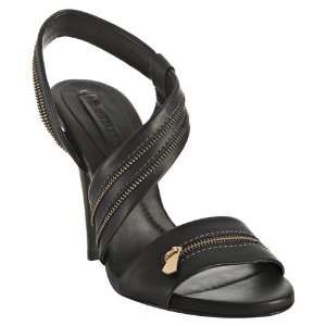   BCBGMAXAZRIA black leather Margarita zipper sandals 