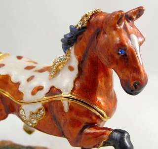 Pewter Swarovski Bejeweled Horse Trinket Box   Appaloosa  