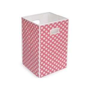    Folding Hamper/Storage Bin   Pink With White Polka Dots Baby