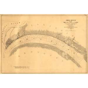  Civil War Map Ohio River between Mound City and Cairo 