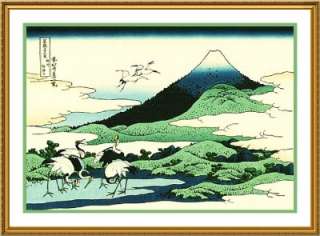 Japanese Hokusai Cranes Umezawa Manor Cross Stitch Chrt  