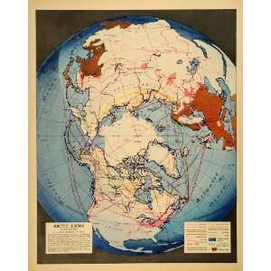  1942 Print Map Arctic Arena Richard Edes Harrison Air Sea 