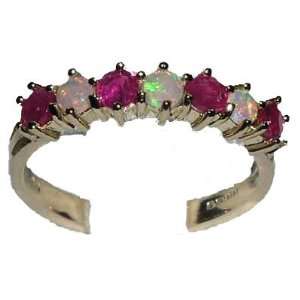 14K Yellow Gold Ladies Colorful Fiery Opal & Ruby Anniversary Eternity 