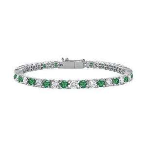  Emerald and Diamond Tennis Bracelet  14K White Gold   5 