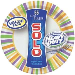 Solo 10in Paper Plates, 55 Count (Pack of 6) Kitchen 