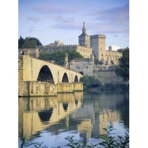  Palace and Bridge Over the River Rhone, Avignon, Provence, France 