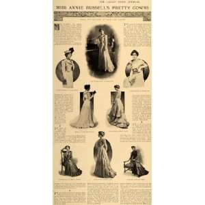 Annie Russell Gown Fashion Pach Sarony Dress Woman Satin Silk Clothes 