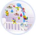 mobile with four types of baby friendly movement the eye