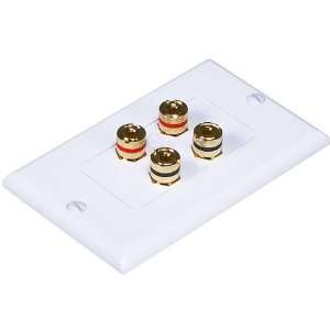   Binding Post Two Piece Inset Wall Plate for 2 Speakers   Coupler Type