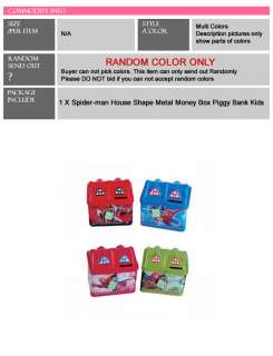 Package1*Spider man House Shape Metal Money Box Piggy Bank Kids