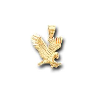 14K Solid Yellow Gold Small Eagle Charm Pendant IceNGold 