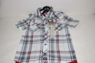 New Dickies 2 Pc Set Button Down Shirt and T Shirt for Boys in Light 