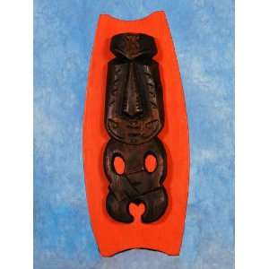  Papua Tiki Shield 16   Orange   Pop Art Tiki Decor
