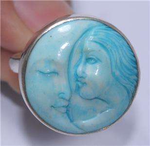 Sz 6 7 8 9 10 Moon Faces Sterling Silver 925 Ring T4435  