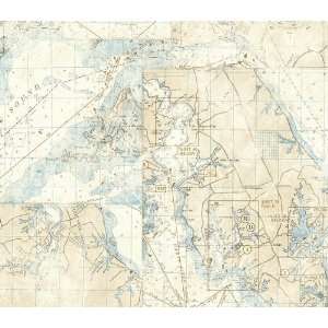  Ivory Nautical Map Wallpaper