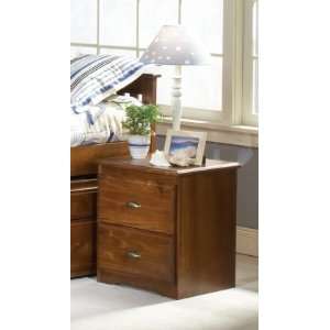   Brown Cherry Night Stand with Antique Brass Hardware