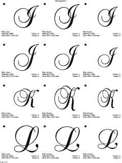 MONOGRAM/CURLY FONT 3sizes (4x4) MACHINE EMBROIDERY  