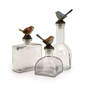   Bottles with Adorable Jeweled Chickadee Bird Stoppers