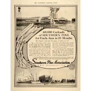  1918 Ad Southern Pine Uncle Sam Lumber Saw Mill Ship 