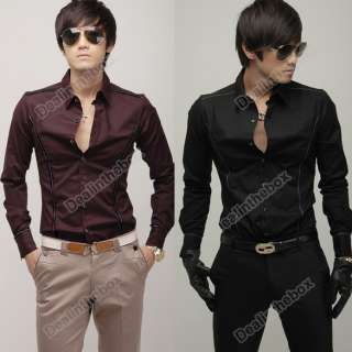 2012 Fashion Stylish Men Casual Slim Fit Dress Shirts 2 color Asian M 