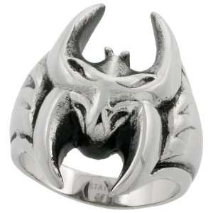  Surgical Stainless Steel 1 3/16 in. (30mm) Gothic Bat Ring 