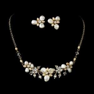 Keshi Pearl Necklace Earring and Tiara Bridal Set  