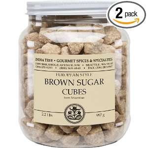 India Tree Brown European Style Sugar Cubes, 2.2 Pound Jars (Pack of 2 