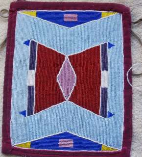   Indian Full Beaded Geometric Design Flat Bag Pryor, Montana  