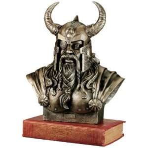   White Bronze Mystical Norse God Statue Sculpture Bust