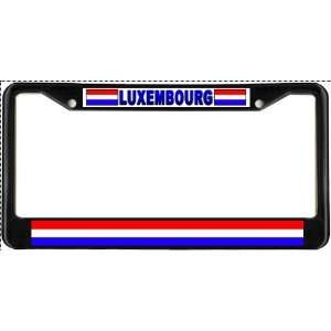 Luxembourg Flag Black License Plate Frame Metal Holder