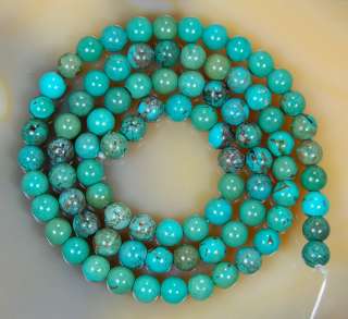 5mm Natural Blue Turquoise Round Beads 15.5  