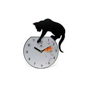Infinity Instruments Fisher Metal and Glass Cat Clock 14090 3067 White