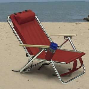 Backpack Beach Chair Folding Portable Red Solid Construction Camping 