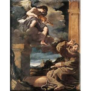 St Francis with an Angel Playing Violin 12x16 Streched Canvas Art by 
