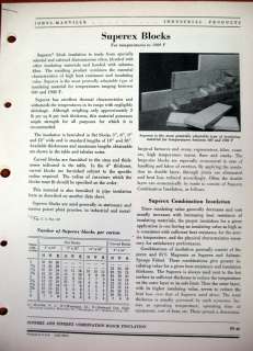 JOHNS MANVILLE Superex Blocks Asbestos Brochure 1950  