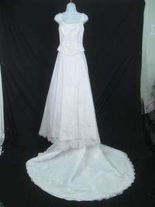 ASHLEY JORDAN White Sleeveless Beaded Wedding Gown 10  