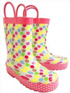 NEW Girls GUM BALL DOT Laura Ashley Rain Boots Shoes 11  