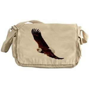  Khaki Messenger Bag Bald Eagle Flying 