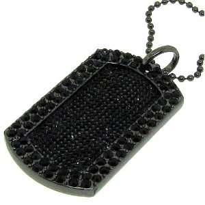    Mens new Luxury black full ice hip hop bling dog tag Jewelry