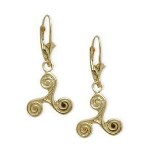 10 Karat Yellow Gold Triskele Celtic Earrings Jewelry