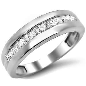   Princess Cut Diamond Wedding Band in 14k White Gold (10) Jewelry